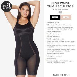 Ruby Ribbon Black High-Waist Thigh Sculptor #1839